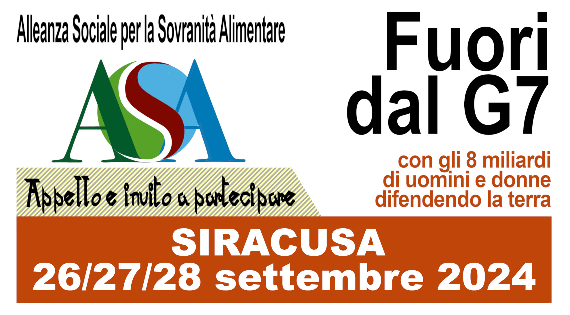 Fuori dal G7. Presentiamo a Siracusa il programma della tre giorni di Forum.